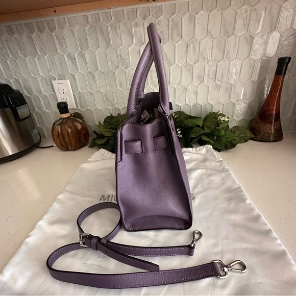 Michael Kors Lavender Saffiano Leather Satchel Bag With Detachable Strap & Dust - Picture 10 of 16